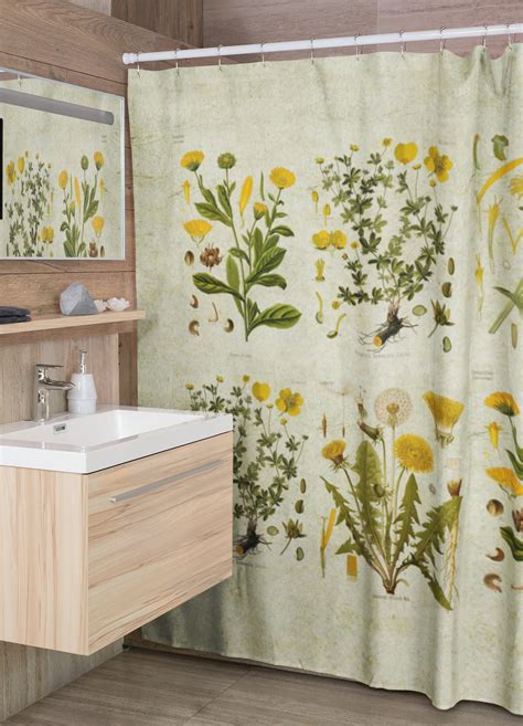 shower curtain yellow flowers